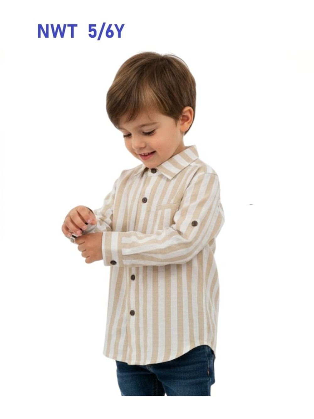 ME & HENRY Stripe Long Sleeve Button down Shirt size 5/6Y